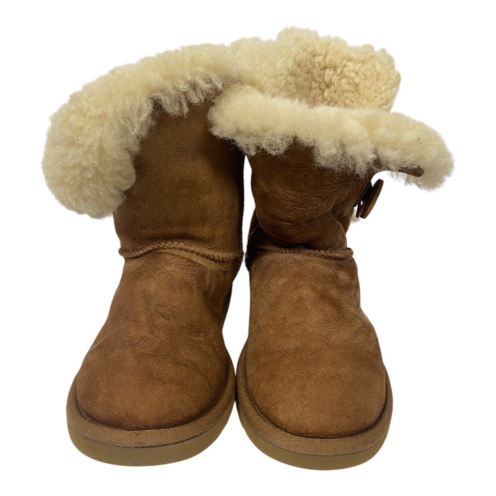 UGG Australian Bailey Button Tan Sheepskin Shearling Pull-On Ankle Boots US 5